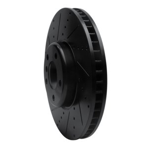 BMW 535i GT Brake Rotor (1) - Right Front - R1 Concepts - Drilled & Slotted - Black - `10-`18